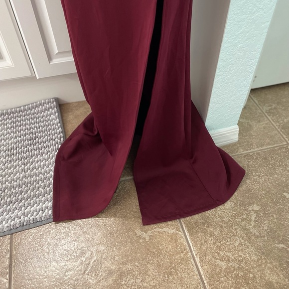 Emerald Sundae Burgundy Cross-Bodice Gown - Picture 4 of 11